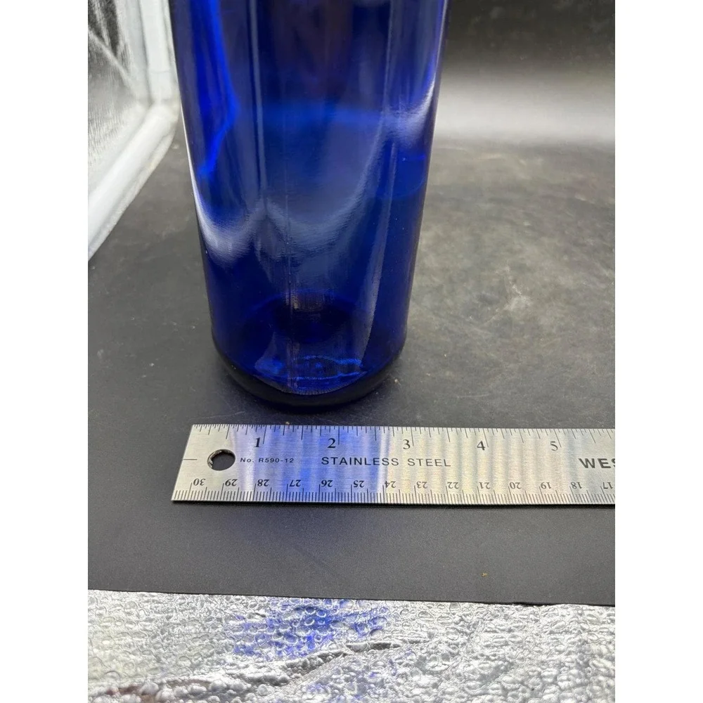 Vintage Cobalt Blue Glass Wine Bottle 750ml Decorative Vase Home Decor 12 inch